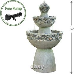 Teamson Home Garden Water Feature, Large Contemporary Water Fountain, 3 Tiered S