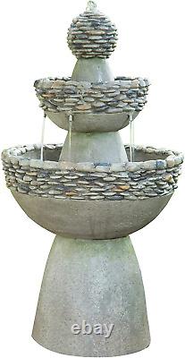 Teamson Home Garden Water Feature, Large Contemporary Water Fountain, 3 Tiered S