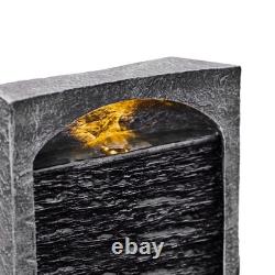 Teamson Home Garden Water Feature with LED Lights Pump Indoor Outdoor Fountain