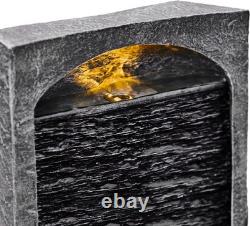 Teamson Home Garden Water Feature with LED Lights and Pump, Large Garden Water