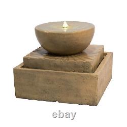 Teamson Home Garden Water Fountain Feature, Outdoor Tier Zen Waterfall & Lights