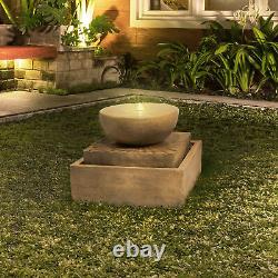 Teamson Home Garden Water Fountain Feature, Outdoor Tier Zen Waterfall & Lights