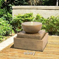 Teamson Home Garden Water Fountain Feature, Outdoor Tier Zen Waterfall & Lights