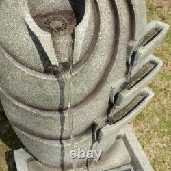 Teamson Home Oval LED Water Feature Modern Grey Garden Fountain with Warm Glow