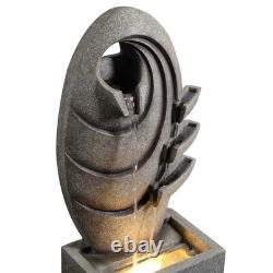 Teamson Home Oval LED Water Feature Modern Grey Garden Fountain with Warm Glow