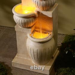 Teamson Home Solar 4 Tier LED Water Fountain Natural Garden Cascading Design