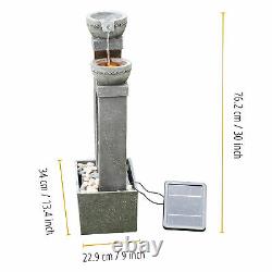 Teamson Home Solar Power Water Fountain Feature with Lights & Battery Back Up