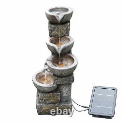 Teamson Home Solar Power Water Fountain Feature with Lights & Battery Back Up