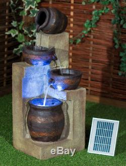 Terracotta Bowls Water Feature Outdoor Garden Decor 4 Tier Cascading Fountain
