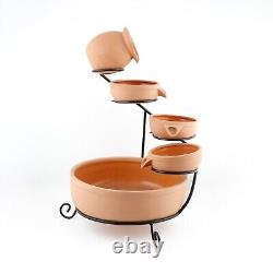 Terracotta Cascading Water Feature Solar Powered Zen Style Garden Fountain Decor