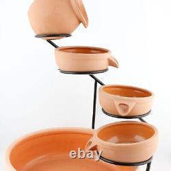 Terracotta Cascading Water Feature Solar Powered Zen Style Garden Fountain Decor