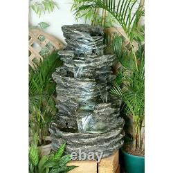The Range 4 Drop Rock Fall Fibreglass Resin Garden Water Fountain 99cmH x 65cmW