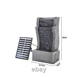 Tiered Water Feature Fountain with LED Light Garden Patio Solar Powered/Electric