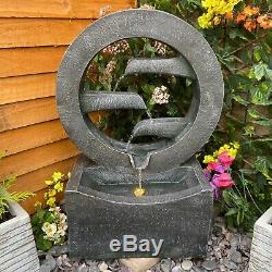 Tranquility Eclipse Contemporary Garden Water Feature, Outdoor Fountain light