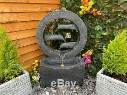 Tranquility Eclipse Contemporary Garden Water Feature, Outdoor Fountain light