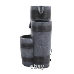 Tri-Barrel Cascading Water Fountain Solar Powered Water Feature Garden Cascade