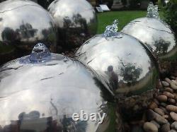 Triple Sphere Water feature with lights in stainless steel, Garden Fountain