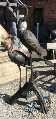 Two Herons / Storks / Cranes 170cm Bronze Fountain Water Garden Feature