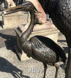 Two Herons / Storks / Cranes 170cm Bronze Fountain Water Garden Feature