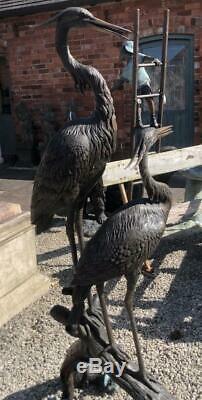 Two Herons / Storks / Cranes 170cm Bronze Fountain Water Garden Feature