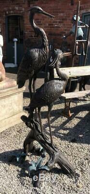 Two Herons / Storks / Cranes 170cm Bronze Fountain Water Garden Feature