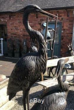 Two Herons / Storks / Cranes 170cm Bronze Fountain Water Garden Feature