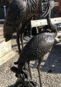 Two Herons / Storks / Cranes 170cm Bronze Fountain Water Garden Feature