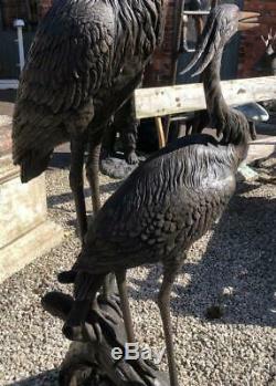 Two Herons / Storks / Cranes 170cm Bronze Fountain Water Garden Feature