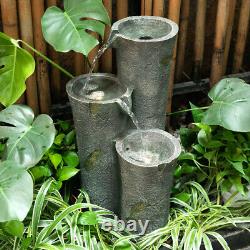 UK Natural Slate Garden Outdoor Water Feature LED Fountain Electric Statue Decor