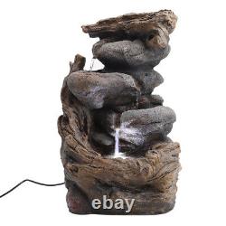 UK Outdoor Natural Slate Garden Water Feature LED Fountain Electric Statue Decor