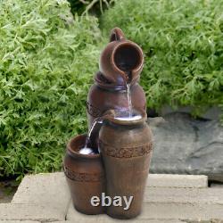 UK Outdoor Natural Slate Garden Water Feature LED Fountain Electric Statue Decor