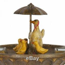 Umbrella Duck Family Birdbath Solar Water Feature Fountain Ideal Garden & Patio