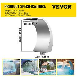 VEVOR 11.8 Swimming Pool Waterfall Fountain Stainless Steel 304 Silver Pool