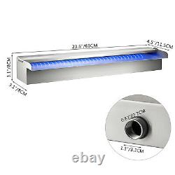VEVOR 600mm Stainless Steel Waterfall Pool Fountain Water Blade With LED Strip