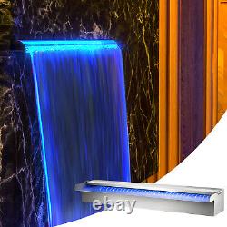 VEVOR 60cm Waterfall Blade Pool Fountain Waterfall Spillway Cascade With LED Strip