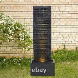 Vertical Slate Electric Water Fountain Feature with 4 LED Light Falls Garden Decor