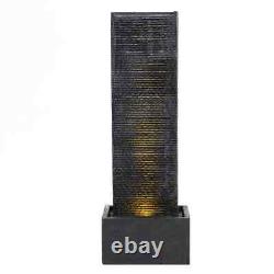 Vertical Slate Electric Water Fountain Feature with 4 LED Light Falls Garden Decor