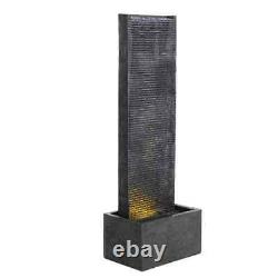 Vertical Slate Electric Water Fountain Feature with 4 LED Light Falls Garden Decor