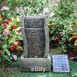Vertical Slate Outdoor Water Feature with LED Light Solar Garden Decor Fountain