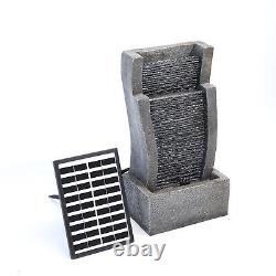 Vertical Slate Solar Water Fountain Feature with 6 LED Light Falls Garden Decor