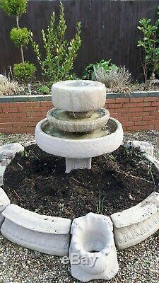 Very Large 3-Tier Garden Fountain Water Feature Very Nice! Includes Mains Pump