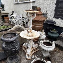 Victorian Cast Iron Fountain Boy Two Tier Garden Water Feature 170 Cm Tall
