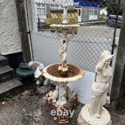 Victorian Cast Iron Fountain Boy Two Tier Garden Water Feature 170 Cm Tall
