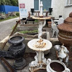 Victorian Cast Iron Fountain Boy Two Tier Garden Water Feature 170 Cm Tall