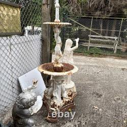 Victorian Cast Iron Fountain Boy Two Tier Garden Water Feature 170 Cm Tall