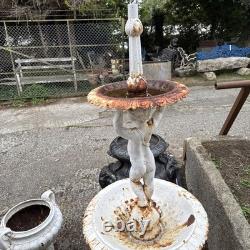 Victorian Cast Iron Fountain Boy Two Tier Garden Water Feature 170 Cm Tall