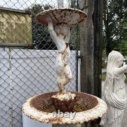 Victorian Cast Iron Fountain Boy Two Tier Garden Water Feature 170 Cm Tall