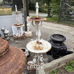 Victorian Cast Iron Fountain Boy Two Tier Garden Water Feature 170 Cm Tall