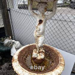 Victorian Cast Iron Fountain Boy Two Tier Garden Water Feature 170 Cm Tall