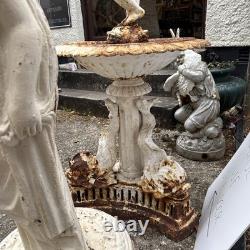 Victorian Cast Iron Fountain Boy Two Tier Garden Water Feature 170 Cm Tall